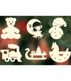 Ratags, décos de Noël lumineuses en bois Décorations En Bois Pour Sapin De Noël|6 Jouets En Bois Pour La Décoration Du Sapin - Set N° 5