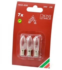 Konstsmide, guirlandes lumineuses de Noël Ampoules Guirlandes De Rechange|Ampoules 34V 3W Pour Chandelier 7 Lampes - Konstsmide 1042-030