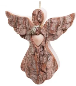 Waldfabrik, photophore en bois et étoile sapin de Noël Anges De Noël Pour Sapin|Ange De Noël A Suspendre Avec Un Coeur, 12 Cm