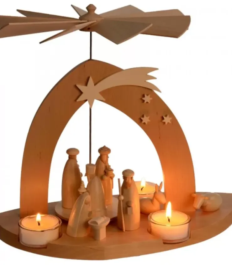 Schalling, crèche moderne Pyramides De Noël Allemandes|Arche Pyramide Moderne De Noël En Bois D'Aulne