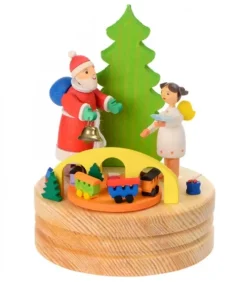Graupner, décoration de sapin de Noël, Déco Noël enfant Boite A Musique Noël|Boite A Musique En Bois, Père Noël Et Ange Blanc