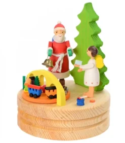 Graupner, décoration de sapin de Noël, Déco Noël enfant Boite A Musique Noël|Boite A Musique En Bois, Père Noël Et Ange Blanc