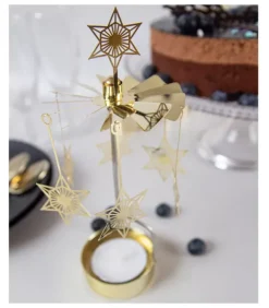 Pluto Produkter, déco de Noël Scandinave Bougeoirs Carrousels Photophore De Noël|Bougeoir Carrousel Etoiles Dorees