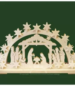 Ratags, décos de Noël lumineuses en bois Crèche De Noël Lumineuse|Bougeoir Electrique Led Crèche Lumineuse En Bois
