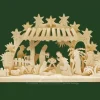 Ratags, décos de Noël lumineuses en bois Crèche De Noël Lumineuse|Bougeoir Electrique Led Crèche De Noël Etable En Bois