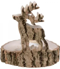 Waldfabrik, photophore en bois et étoile sapin de Noël Bougeoirs En Bois|Bougeoir En Bois Brame Du Cerf, 13 Cm