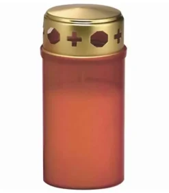 Ewa Kerzen, bougies de Noël et bougies de l'Avent Bougies Funéraires|Bougie Cimetiere Rouge Avec Couvercle Dore, 12 Cm