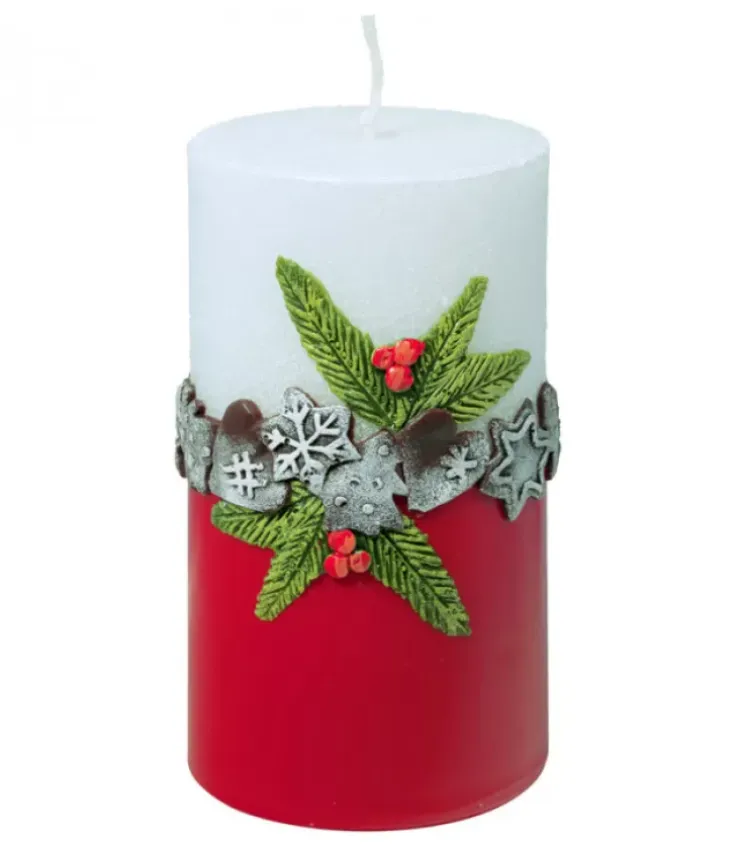Ewa Kerzen, bougies de Noël et bougies de l'Avent Bougies Décoratives|Bougie Décorative De Noël, Blanc Rouge, 12 Cm