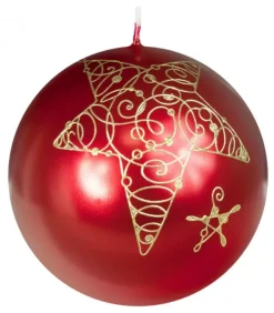 Ewa Kerzen, bougies de Noël et bougies de l'Avent Bougies Décoratives|Bougie De Noël Boule Avec Etoile, 8 Cm