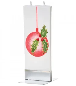 Flatyz, bougie décorative scandinave Bougies Décoratives|Bougie De Noël Boule Et Houx