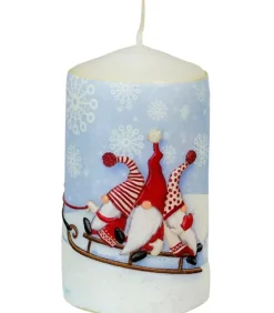 Ewa Kerzen, bougies de Noël et bougies de l'Avent Bougies Décoratives|Bougie De Noël Ronde Avec Des Pères Noël Sur Un Traineau