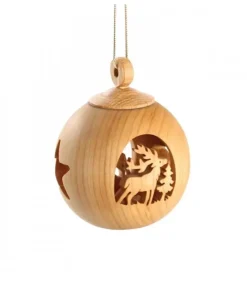 Waldfabrik, photophore en bois et étoile sapin de Noël Boules De Noël En Bois|Boule De Noël En Bois, Motif Cerf, 6 Cm