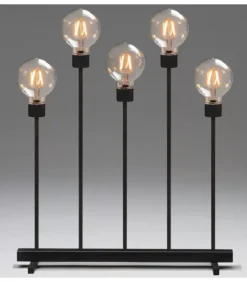 Konstsmide, guirlandes lumineuses de Noël Chandeliers De Noël À 7 Branches|Chandelier Led 5 Ampoules Rondes Ambrees En Metal Noir, 54 Cm
