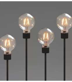 Konstsmide, guirlandes lumineuses de Noël Chandeliers De Noël À 7 Branches|Chandelier Led 5 Ampoules Rondes Ambrees En Metal Noir, 54 Cm