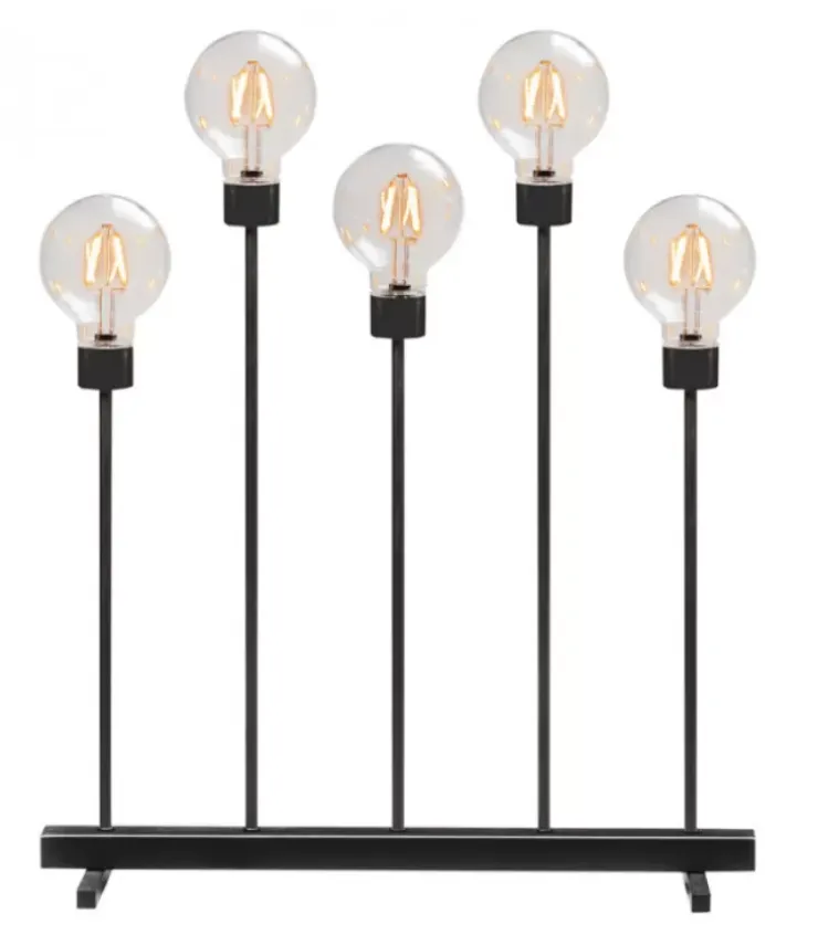 Konstsmide, guirlandes lumineuses de Noël Chandeliers De Noël À 7 Branches|Chandelier Led 5 Ampoules Rondes Ambrees En Metal Noir, 54 Cm
