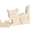 Waldfabrik, photophore en bois et étoile sapin de Noël Animaux En Bois|Chat En Bois Avec Deux Chatons, 8,5 Cm