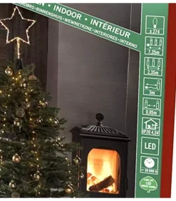 Konstsmide, guirlandes lumineuses de Noël Guirlandes Lumineuses Sapin|Cime Sapin De Noël, Voile Guirlande Avec Etoile Doree, 274 Diodes Led
