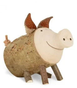 Waldfabrik, photophore en bois et étoile sapin de Noël Animaux En Bois|Cochon En Bois Assis, 4 Cm