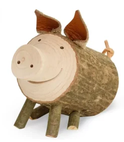 Waldfabrik, photophore en bois et étoile sapin de Noël Animaux En Bois|Cochon En Bois Assis, 5,5 Cm