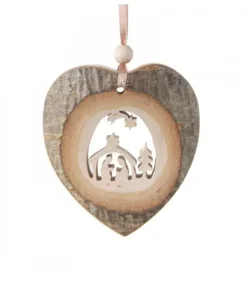 Waldfabrik, photophore en bois et étoile sapin de Noël Décorations En Bois Pour Sapin De Noël|Coeur En Bois A Suspendre Motif Cisele Crèche Et Etoile, 7 Cm