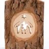 Waldfabrik, photophore en bois et étoile sapin de Noël Crèche De Noël Artisanale|Crèche A Poser En Ecorce De Bois, 11 Cm
