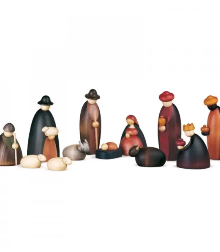 Köhler, Père Noël en bois Personnages De Crèche De Noël|Crèche De Noël Complete Avec 12 Personnages 17 Cm