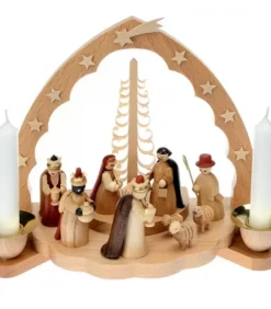 Richard Glasser, Pyramides de Noël allemandes Crèche De Noël En Bois|Crèche De Noël En Bois Avec Bougeoir 18 Cm