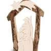 Waldfabrik, photophore en bois et étoile sapin de Noël Crèche De Noël Artisanale|Crèche De Noël En Ecorce 12,5 Cm, Avec Nativite En Bois D'Erable