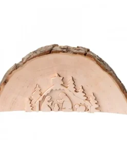 Waldfabrik, photophore en bois et étoile sapin de Noël Crèche De Noël Artisanale|Crèche De Noël En Relief, Taillee Dans Un Rondin De Bois, 12 Cm