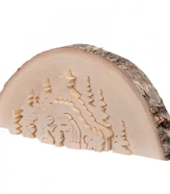 Waldfabrik, photophore en bois et étoile sapin de Noël Crèche De Noël Artisanale|Crèche De Noël En Relief, Taillee Dans Un Rondin De Bois, 27 Cm