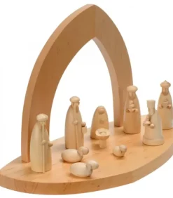 Schalling, crèche moderne Crèche De Noël En Bois|Crèche De Noël Vide A Fabriquer En Bois, 20 Cm