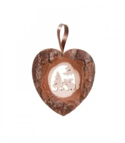 Waldfabrik, photophore en bois et étoile sapin de Noël Coeur En Bois|Décoration Murale En Bois, Grand Coeur Motif Elan, 14,5 Cm