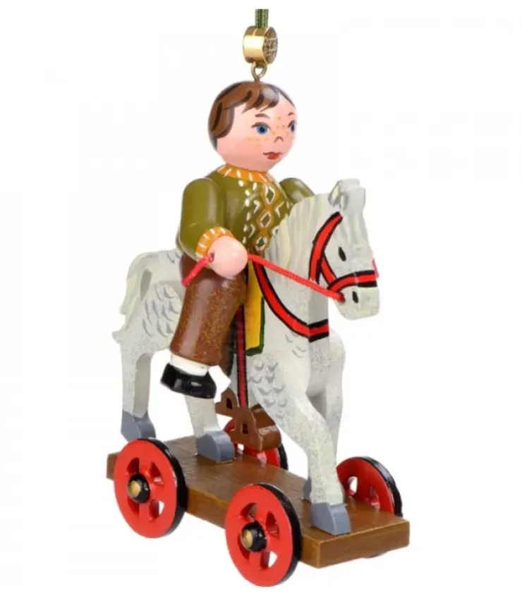 Hubrig, figurines pour enfant Déco Sapin De Noël Vintage|Décoration Sapin De Noël Vintage, Enfant Sur Un Cheval De Bois,