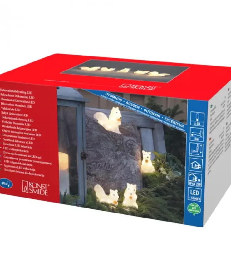 Konstsmide, guirlandes lumineuses de Noël Oiseaux Lumineux Et Animaux Lumineux|Ecureuils Lumineux 12 Cm En Acrylique, 40 Diodes Blanc Chaud