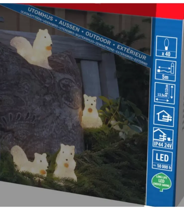 Konstsmide, guirlandes lumineuses de Noël Oiseaux Lumineux Et Animaux Lumineux|Ecureuils Lumineux 12 Cm En Acrylique, 40 Diodes Blanc Chaud