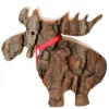 Waldfabrik, photophore en bois et étoile sapin de Noël Animaux En Bois|Elan En Bois Avec Noeud Rouge 14 Cm