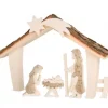 Waldfabrik, photophore en bois et étoile sapin de Noël Crèche De Noël Artisanale|Etable De Bethleem Avec Figurines En Ecorce, 17 Cm