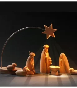 Schalling, crèche moderne Crèche De Noël Moderne|Etoile De Noël Electrique A Led Sur Socle, 21 Cm