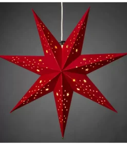 Konstsmide, guirlandes lumineuses de Noël Etoile Lumineuse|Etoile Lumineuse 7 Branches En Papier Velours Rouge A Suspendre, 60 Cm