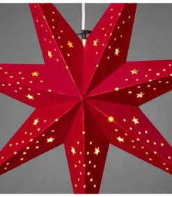 Konstsmide, guirlandes lumineuses de Noël Etoile Lumineuse|Etoile Lumineuse 7 Branches En Papier Velours Rouge A Suspendre, 60 Cm