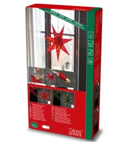 Konstsmide, guirlandes lumineuses de Noël Etoile Lumineuse|Etoile Lumineuse 7 Branches En Papier Velours Rouge A Suspendre, 60 Cm