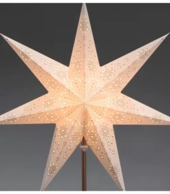 Konstsmide, guirlandes lumineuses de Noël Etoile Lumineuse|Etoile Lumineuse Electrique 7 Branches En Papier, Blanche, Sur Pied Cuivre 48 Cm