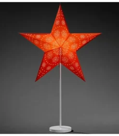 Konstsmide, guirlandes lumineuses de Noël Etoile Lumineuse|Etoile Lumineuse Electrique 5 Branches En Papier, Rouge, Sur Pied Blanc, 46 Cm