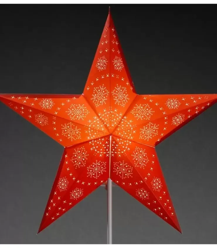 Konstsmide, guirlandes lumineuses de Noël Etoile Lumineuse|Etoile Lumineuse Electrique 5 Branches En Papier, Rouge, Sur Pied Blanc, 46 Cm