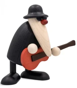Köhler, Père Noël en bois Père Noël En Bois|Figurine Musicien Jazz, Guitariste Avec Guitare Rouge