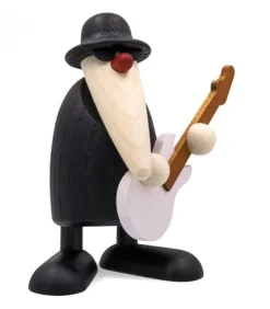 Köhler, Père Noël en bois Père Noël En Bois|Figurine Musicien Jazz, Guitariste Avec Guitare Blanche