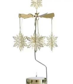 Pluto Produkter, déco de Noël Scandinave Bougeoirs Carrousels Photophore De Noël|Grand Carrousel De Noël Flocons De Neige Dores, 28 Cm