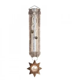 Waldfabrik, photophore en bois et étoile sapin de Noël Objet Déco Bois|Grand Décoration Murale Montagne Blanc 75 Cm Avec Etoile, Crèche