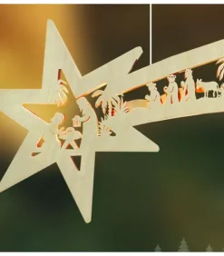 Ratags, décos de Noël lumineuses en bois Etoile Lumineuse|Grande Etoile Lumineuse En Bois A Suspendre