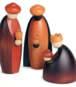 Köhler, Père Noël en bois Personnages De Crèche De Noël|Grands Personnages Crèche De Noël 17 Cm : Trois Rois Mages